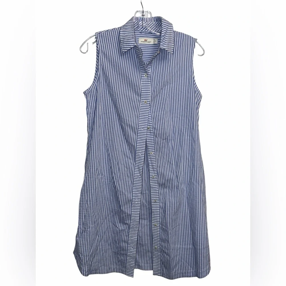 Vineyard Vines Light Blue Striped Preppy Shirt Dress - Picture 2 of 5